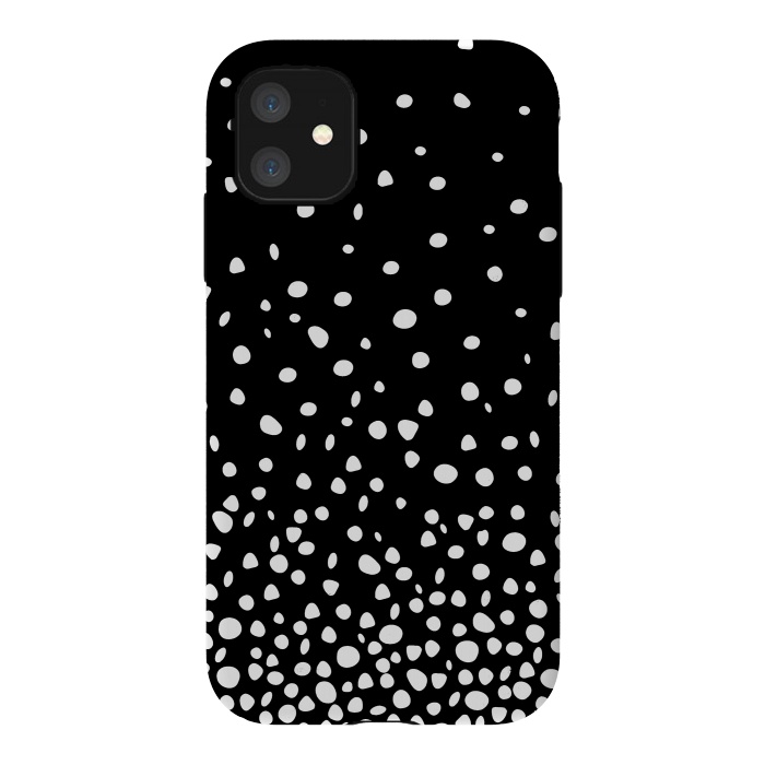 iPhone 11 StrongFit White on Black Polka Dot Dance by DaDo ART