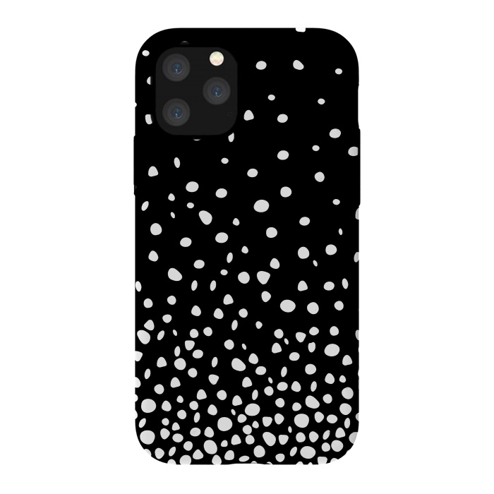 iPhone 11 Pro StrongFit White on Black Polka Dot Dance by DaDo ART