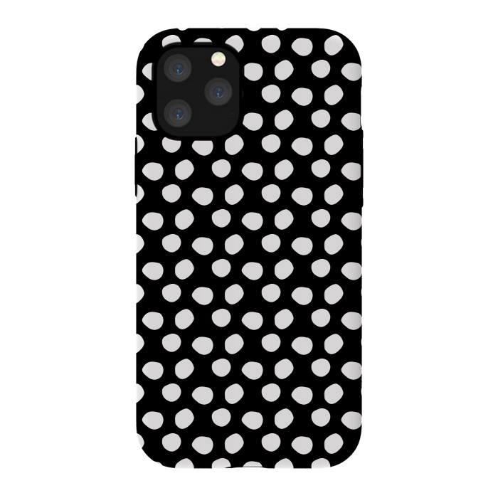 iPhone 11 Pro StrongFit Hand drawn white polka dots on black by DaDo ART