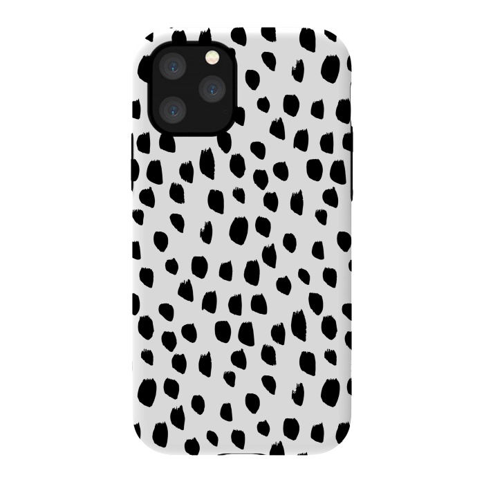 iPhone 11 Pro StrongFit Hand drawn black crazy polka dots on white by DaDo ART