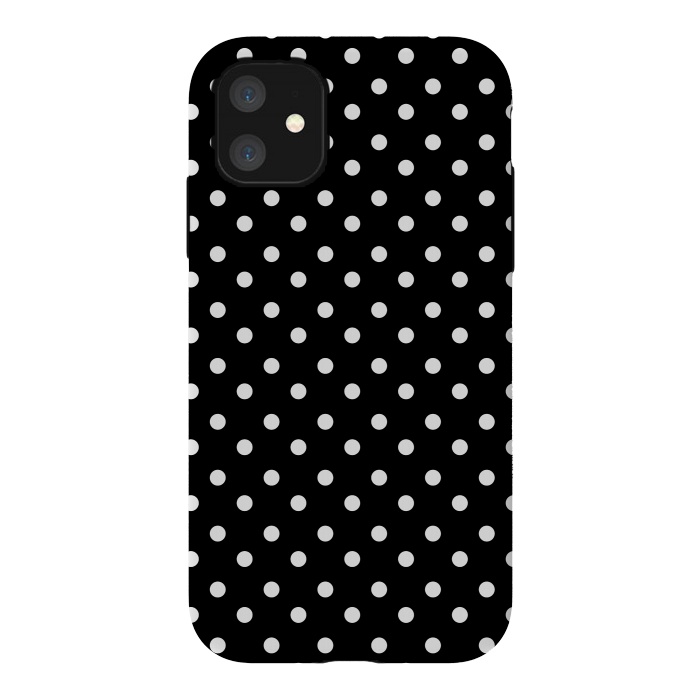 iPhone 11 StrongFit Cute little white polka dots on black by DaDo ART