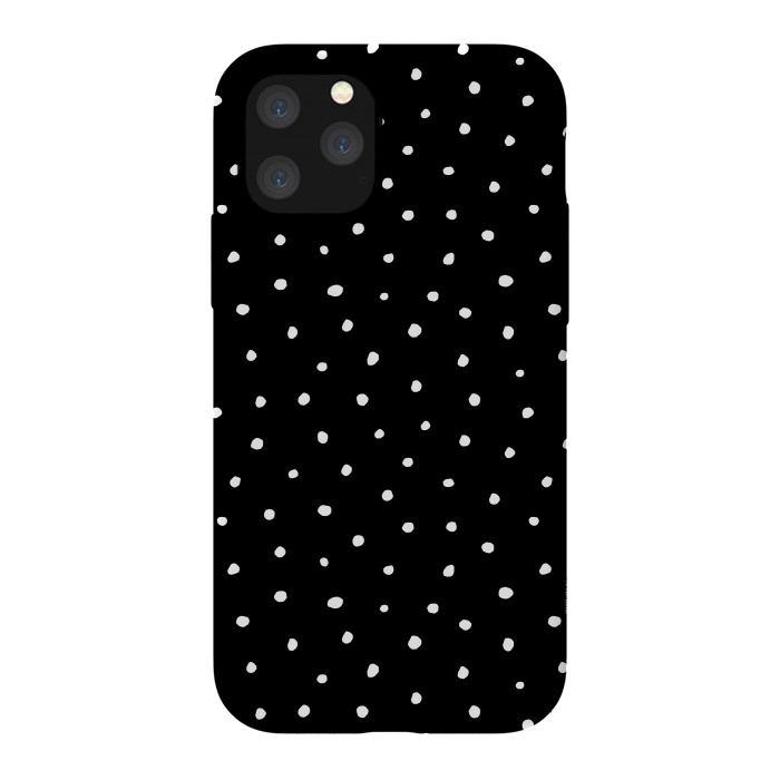 iPhone 11 Pro StrongFit Hand drawn little white polka dots on black by DaDo ART