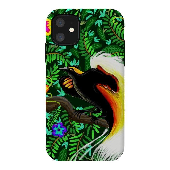 iPhone 11 StrongFit Paradise Bird Fire Feathers   by BluedarkArt
