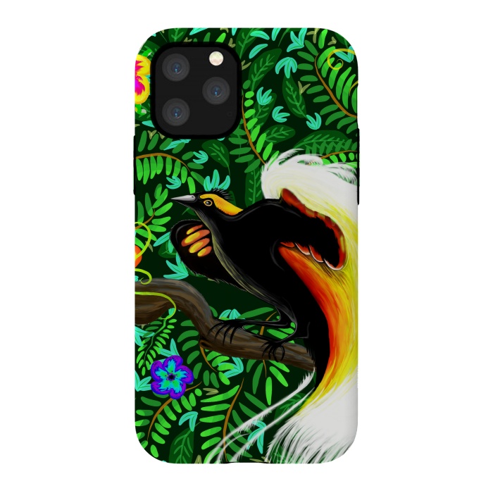 iPhone 11 Pro StrongFit Paradise Bird Fire Feathers   by BluedarkArt