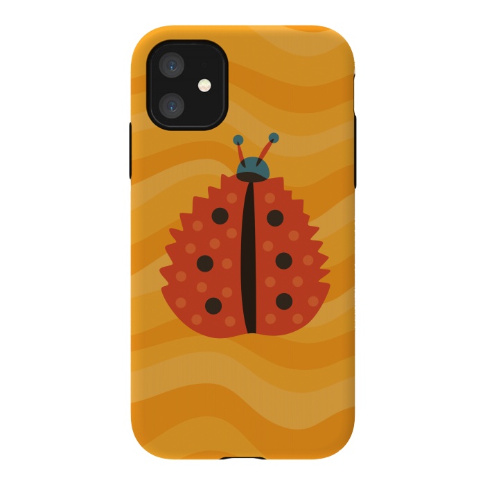 iPhone 11 StrongFit Orange Ladybug With Autumn Leaf Disguise by Boriana Giormova
