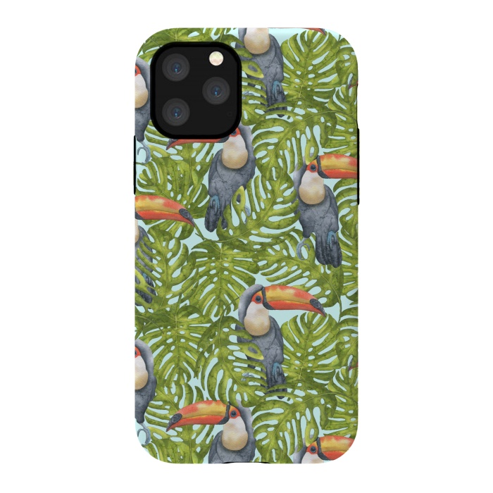 iPhone 11 Pro StrongFit Monstera Birds by Creativeaxle