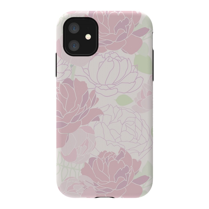 iPhone 11 StrongFit Abstract Pink Peony Pattern by  Utart