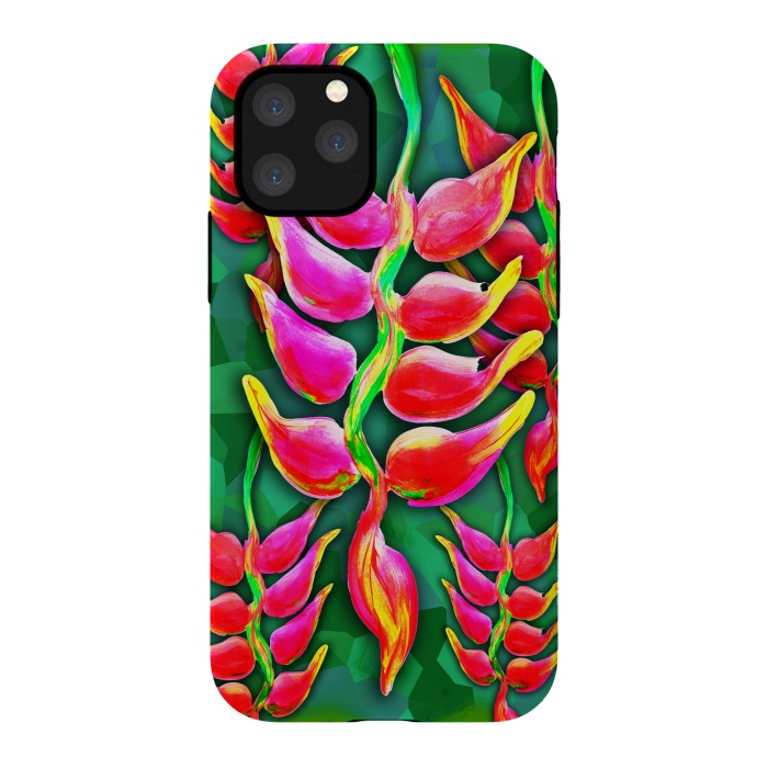 iPhone 11 Pro StrongFit Exotic Flowers Heliconia Pendula Bright Red  by BluedarkArt