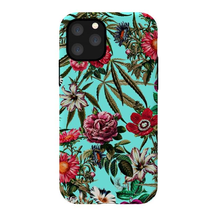 iPhone 11 Pro StrongFit Marijuana and Floral Pattern II by Burcu Korkmazyurek