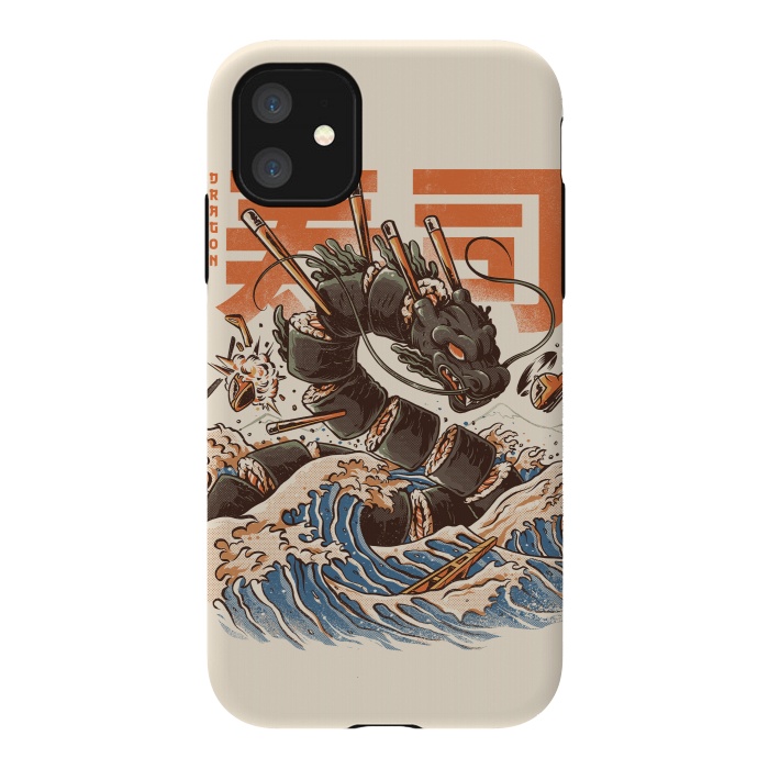 iPhone 11 StrongFit Great Sushi Dragon  by Ilustrata