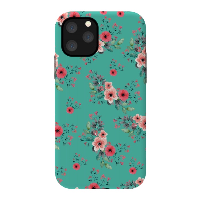 iPhone 11 Pro StrongFit Flowers in Aquamarine by Rossy Villarreal