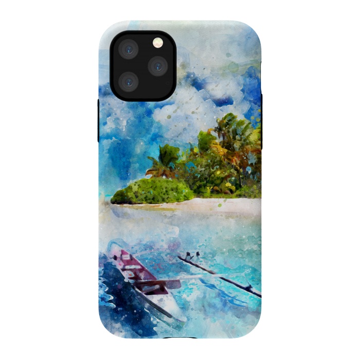 iPhone 11 Pro StrongFit Boat at Island by Creativeaxle