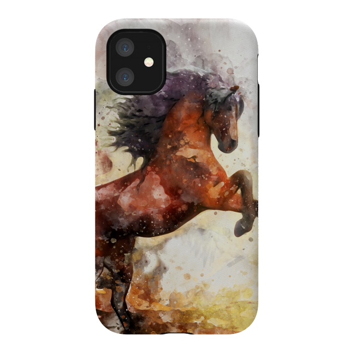 iPhone 11 StrongFit Excited Horse by Creativeaxle