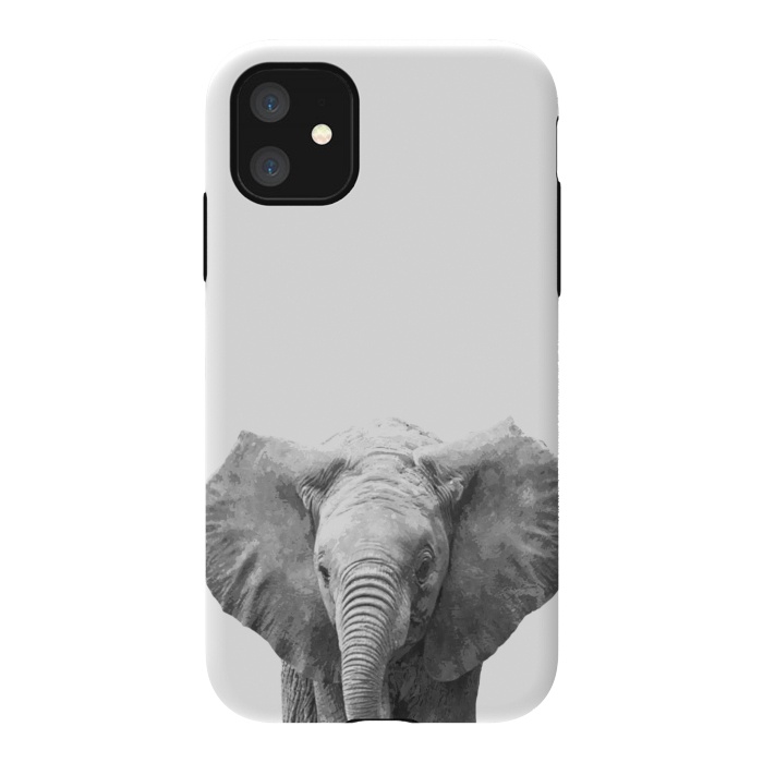 iPhone 11 StrongFit Black and White Baby Elephant  by Alemi
