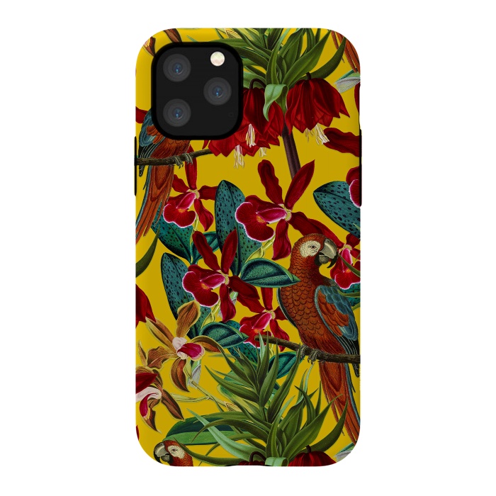 iPhone 11 Pro StrongFit Parrots in tropical flower jungle by  Utart