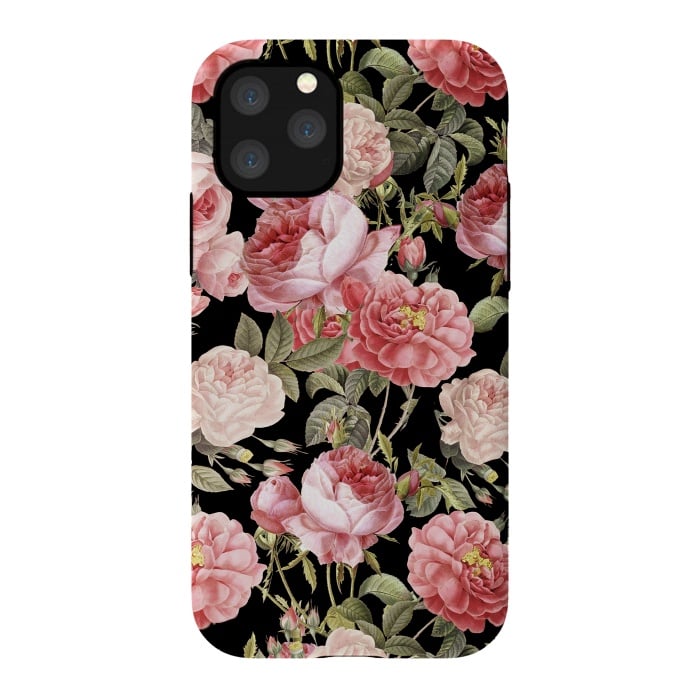 iPhone 11 Pro StrongFit Bridal Roses Pattern on Black by  Utart