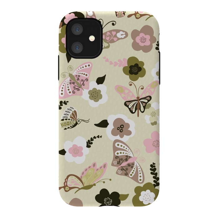 iPhone 11 StrongFit Beautiful Butterflies on Mint Green by Paula Ohreen