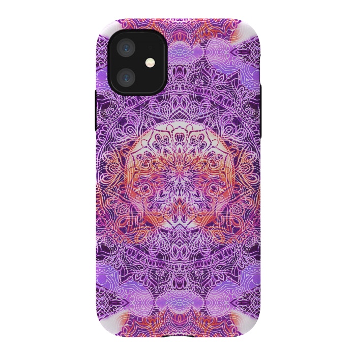 iPhone 11 StrongFit Purple orange hippy mandala by Oana 