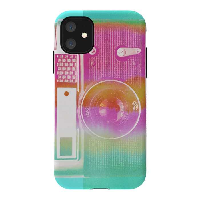 iPhone 11 StrongFit Colorful pastel vintage camera by Oana 