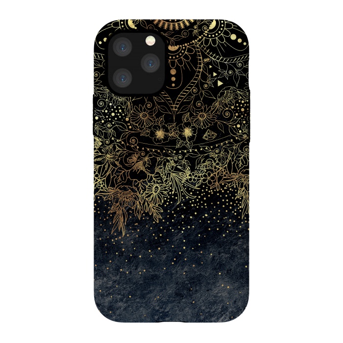 iPhone 11 Pro StrongFit Stylish Gold floral mandala and confetti by InovArts