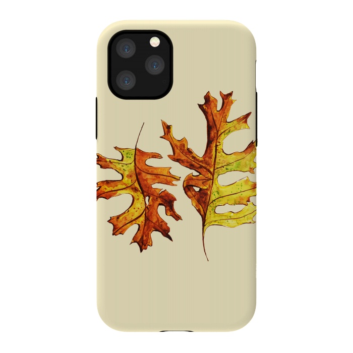 iPhone 11 Pro StrongFit Ink Watercolor Painted Autumn Leaves Nature Lover by Boriana Giormova