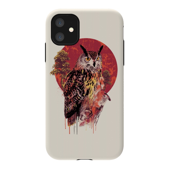 iPhone 11 StrongFit Owl Red by Riza Peker