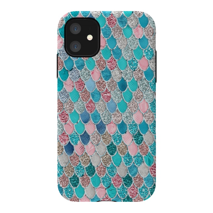 iPhone 11 StrongFit Summer Pastel Glitter Mermaid Scales by  Utart