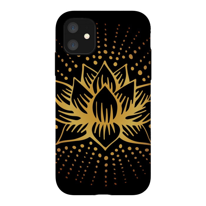 iPhone 11 StrongFit Golden Lotus Mandala by Majoih
