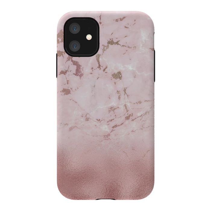 iPhone 11 StrongFit Rose Gold Glitter Marble Blush by  Utart
