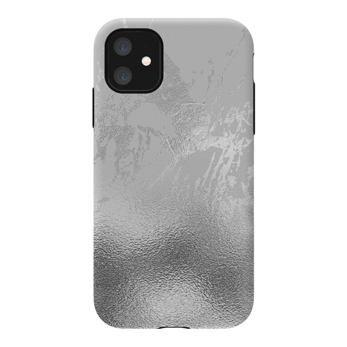 iPhone 11 StrongFit Silver Marble and Glitter Foil by  Utart