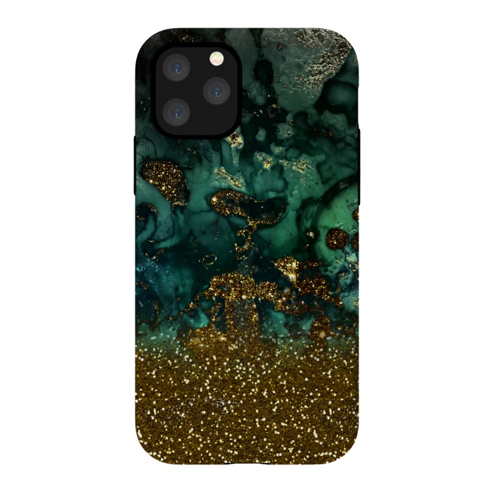 iPhone 11 Pro StrongFit Green Malachite Marble and Gold Glitter by  Utart