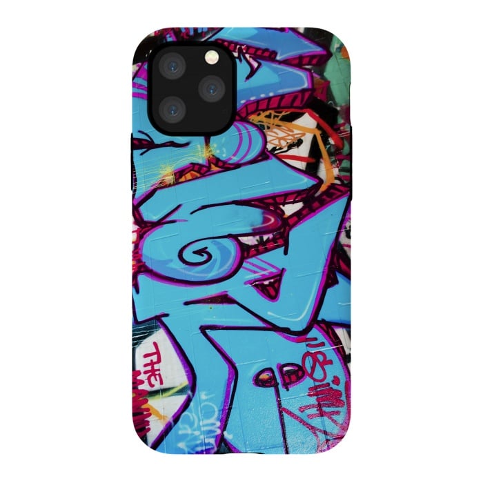 iPhone 11 Pro StrongFit Blue Graffiti Tag by Andrea Haase