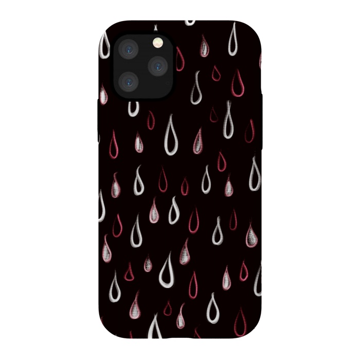 iPhone 11 Pro StrongFit Dark White And Red Raindrops Pattern by Boriana Giormova