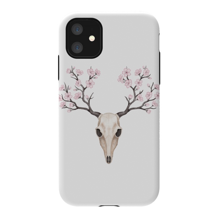 iPhone 11 StrongFit Blooming deer skull by Laura Nagel