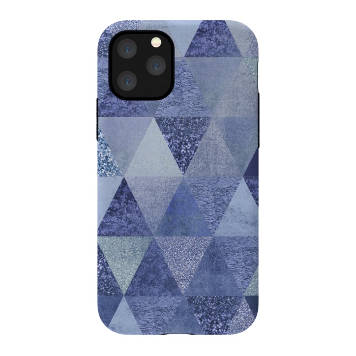 iPhone 11 Pro StrongFit Blue Glitter Triangle Pattern by Andrea Haase