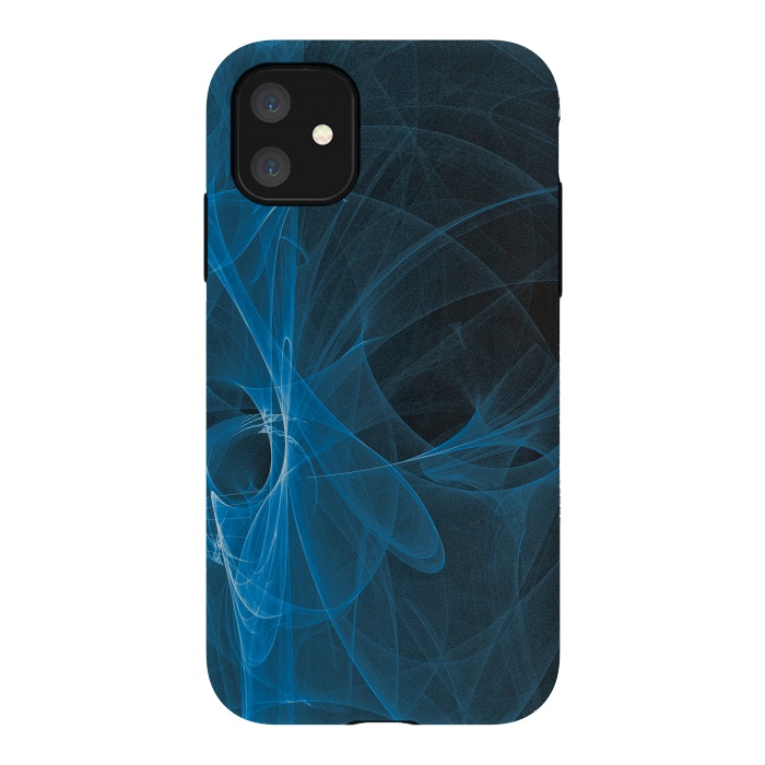 iPhone 11 StrongFit Blue Light Fractals On Black by Andrea Haase