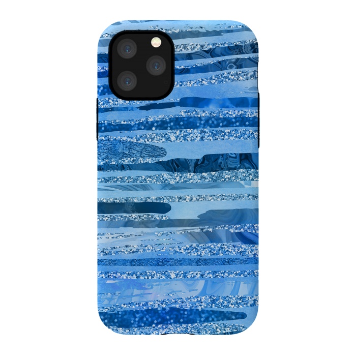 iPhone 11 Pro StrongFit Blue And Aqua Glitter Stripes by Andrea Haase