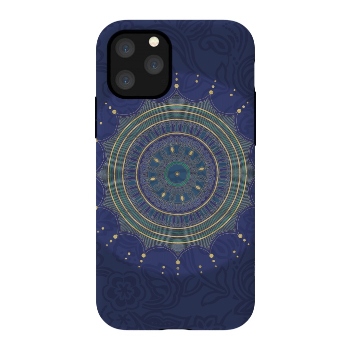 iPhone 11 Pro StrongFit Blue Mandala With Gold by Andrea Haase