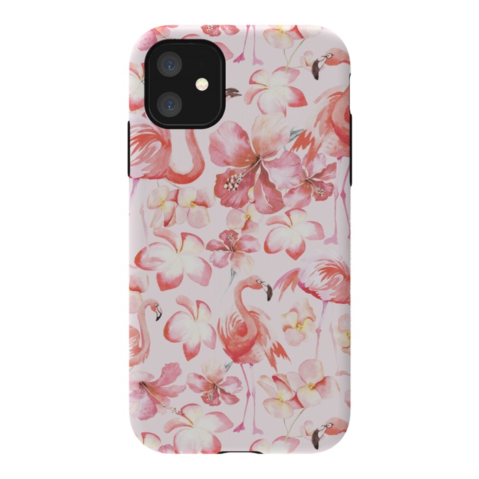 iPhone 11 StrongFit Pink Flamingo Aloha Dance by  Utart