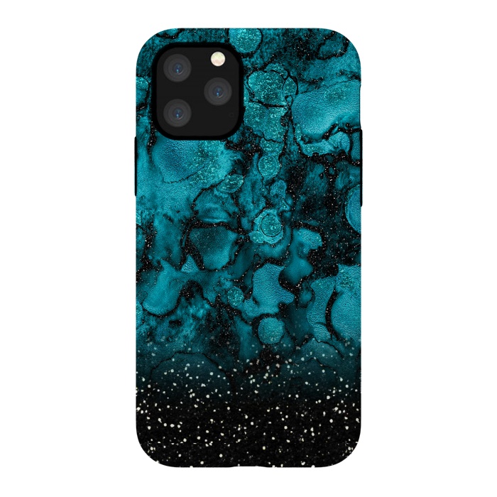iPhone 11 Pro StrongFit Indigo Blue Marble and Black Glitter by  Utart