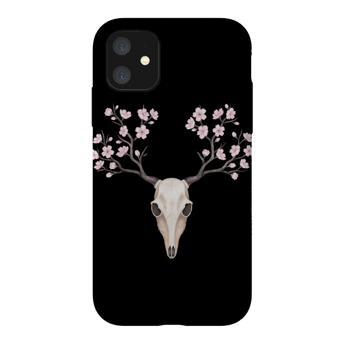 iPhone 11 StrongFit Deer skull black by Laura Nagel
