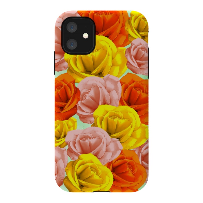 iPhone 11 StrongFit Roses Pastel Colors Floral Collage by BluedarkArt