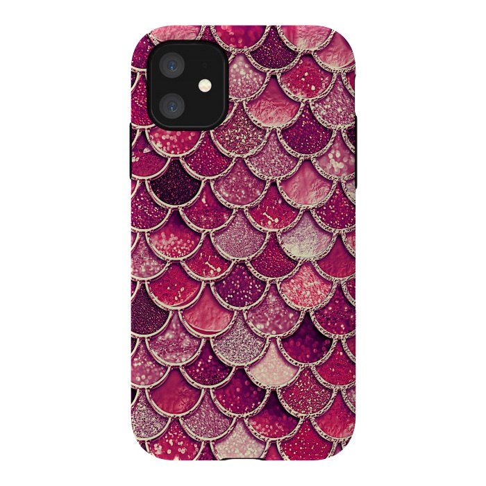 iPhone 11 StrongFit Pink and Purple Pretty Sparkling Mermaid Scales  by  Utart