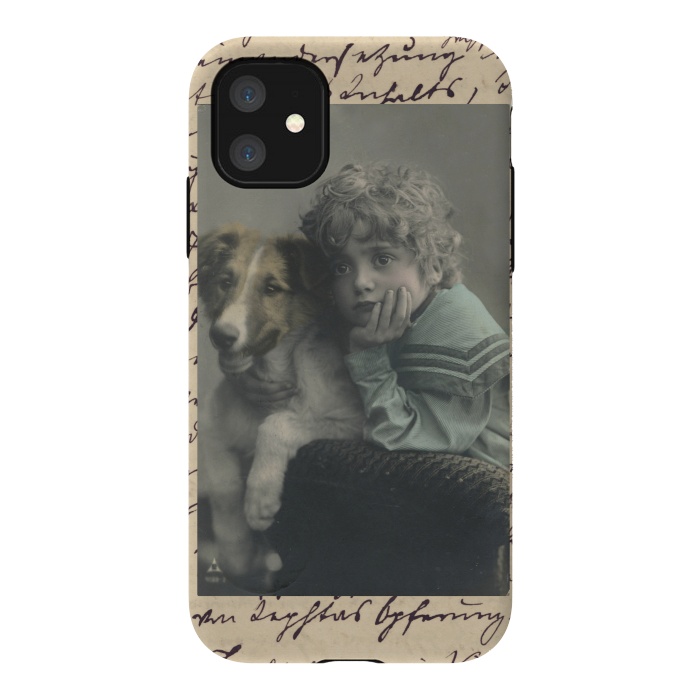iPhone 11 StrongFit Vintage Boy With Dog by Andrea Haase