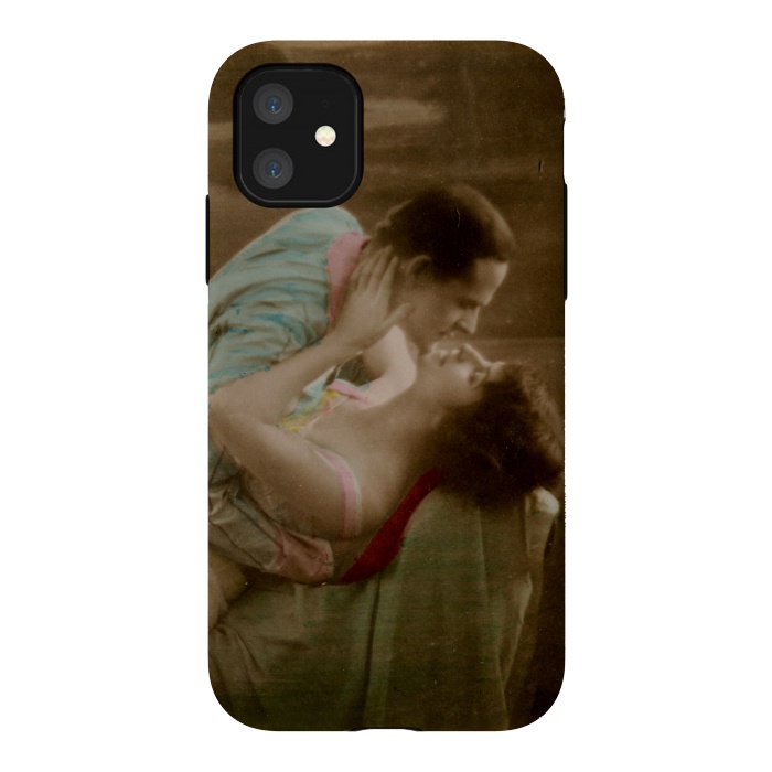 iPhone 11 StrongFit Old Postcard Kissing Couple by Andrea Haase