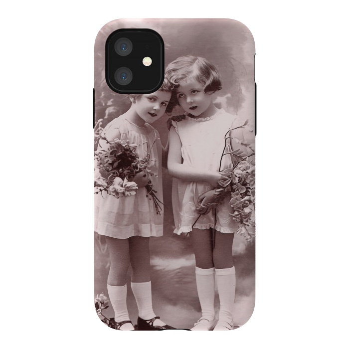 iPhone 11 StrongFit Cute Retro Girls With Flowers by Andrea Haase