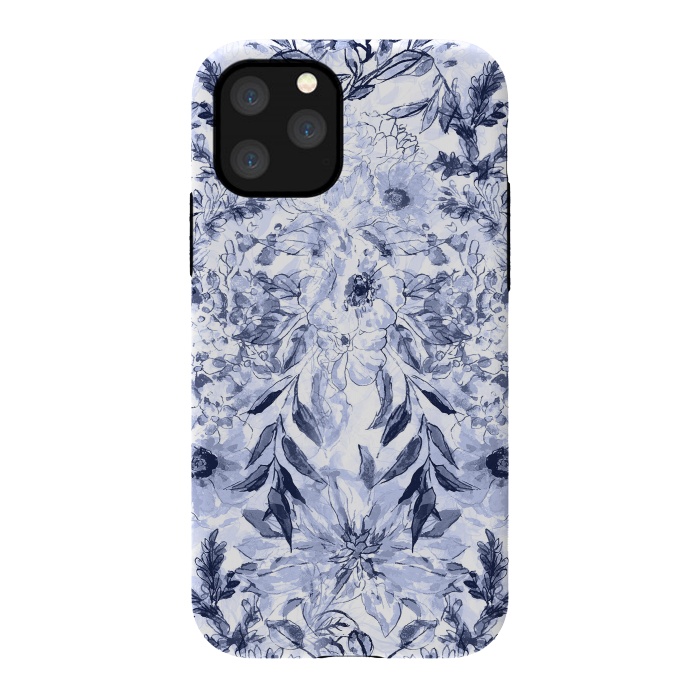 iPhone 11 Pro StrongFit Watercolor grey floral hand paint by InovArts