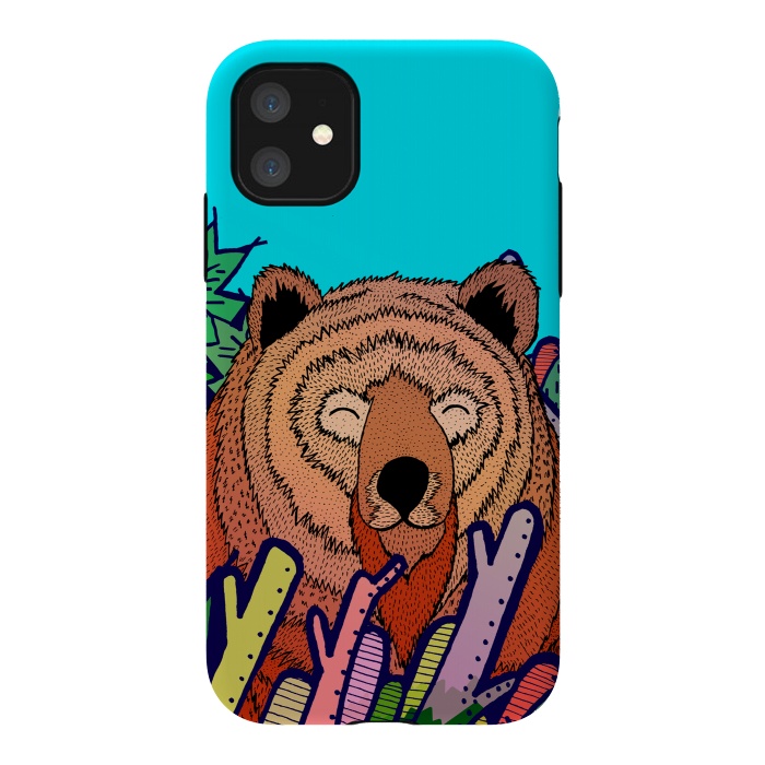 iPhone 11 StrongFit The bear in the leaves by Steve Wade (Swade)