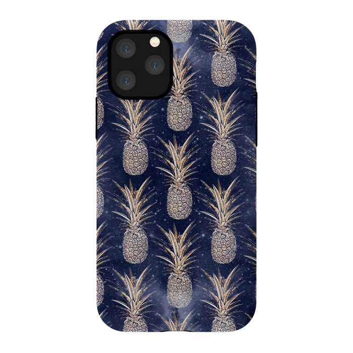 iPhone 11 Pro StrongFit Modern Golden pineapples nebula pattern by InovArts