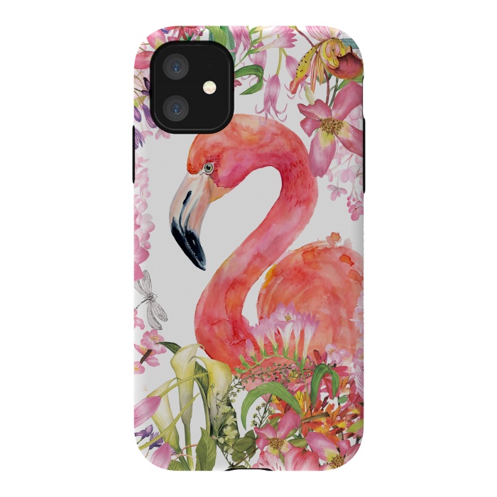 iPhone 11 StrongFit Flamingo in Flower Jungle by  Utart